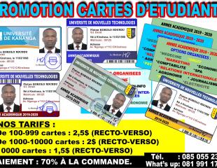 Promotion cartes pour étudiants